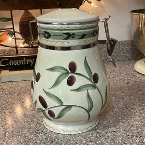 Oneida Hand Painted Oliveto Tall Canister